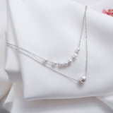 PERLA - Accessorea necklace Silver and white pearls