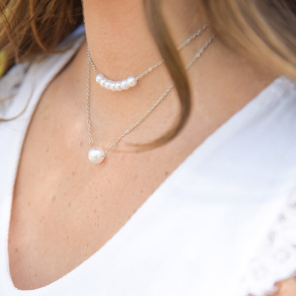 PERLA - Accessorea Necklace Silver and white pearls