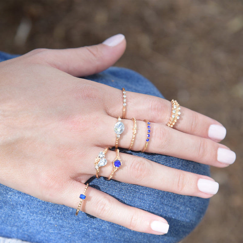 SAVIA - Accessorea rings gold with blue